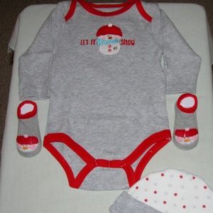 Bon Bebe (3) Piece “Let It Snow” Outfit New Set